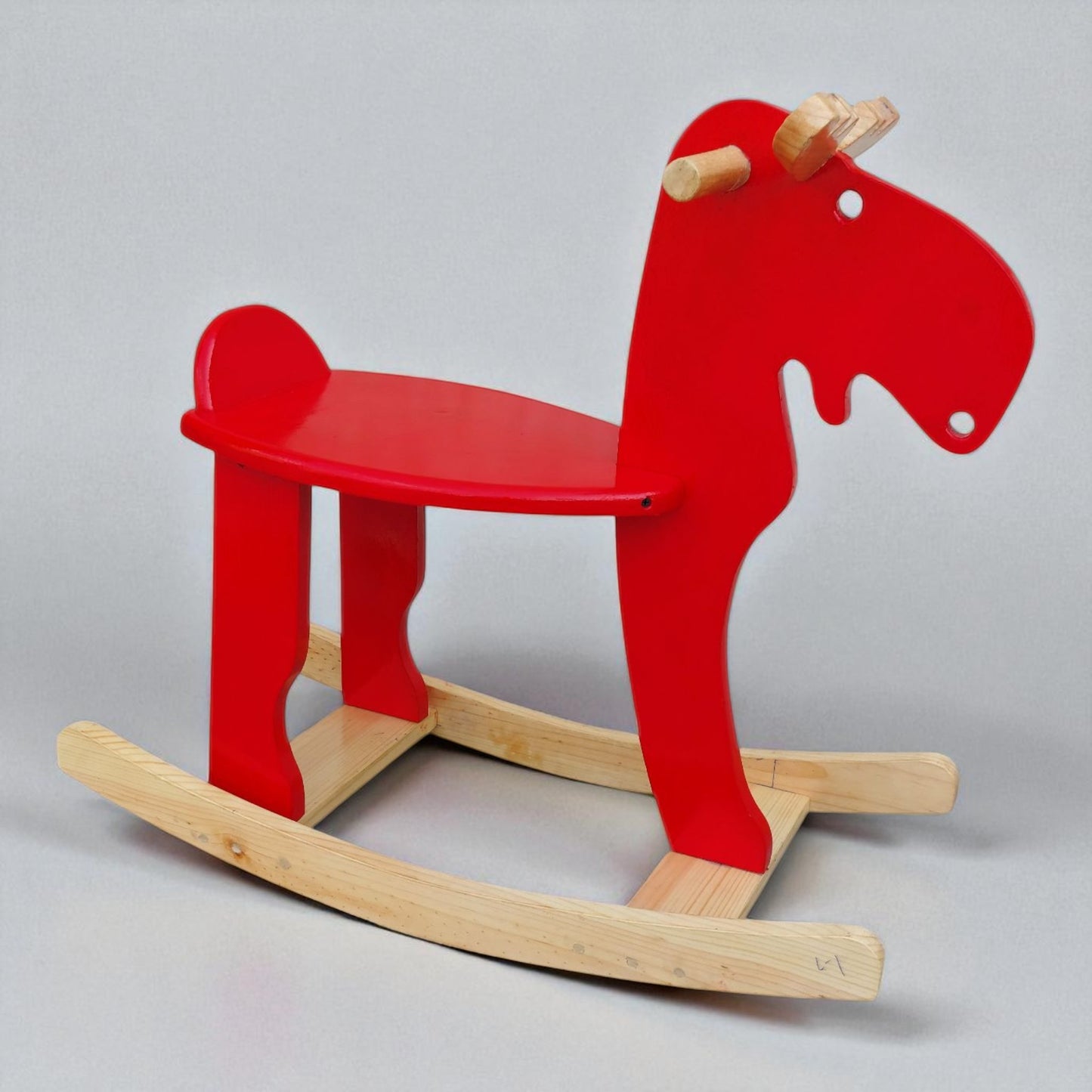 Hand Crafted Rocking Moose, Red/Sheesham Wood