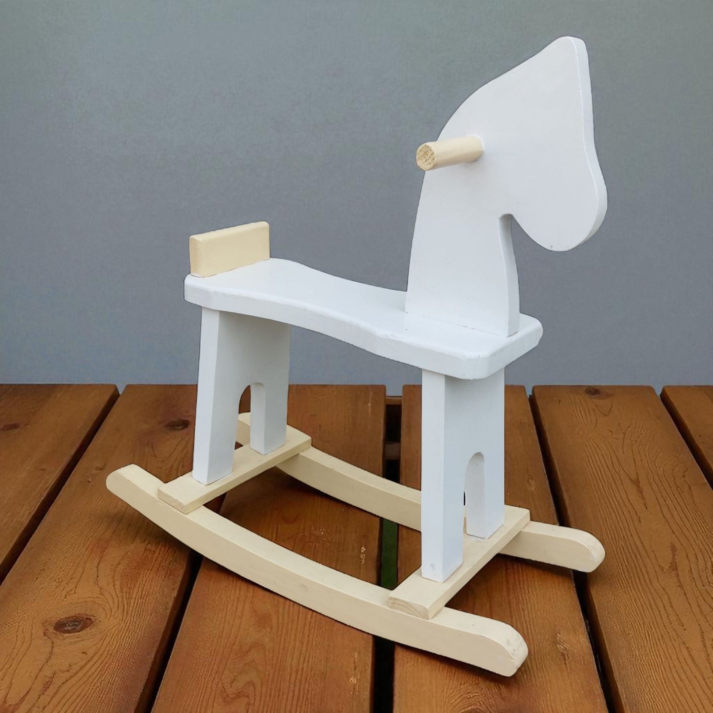 Wooden Rocking Horse, Baby Wood Ride On Toys for 1-5 Year Old, White, Red Rocker Toy for Kid, Toddler Ride Animal Indoor/Outdoor, Boy&Girl Rocking Animal, Infant Ride Toy, Eid/Birthday Gift