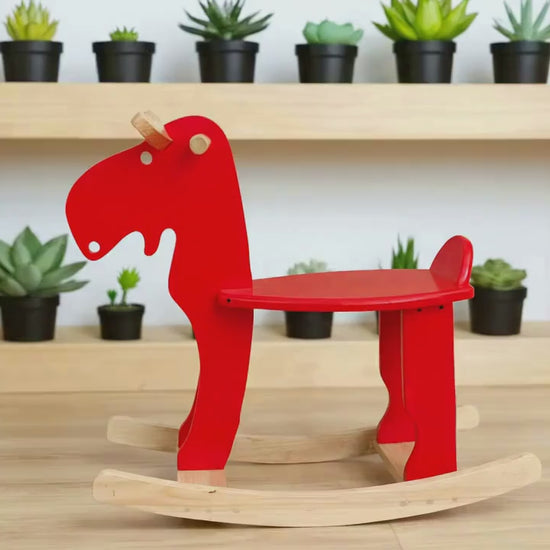 IffaToyBox premium wooden rocking horse for babies, safe and stable first steps toy