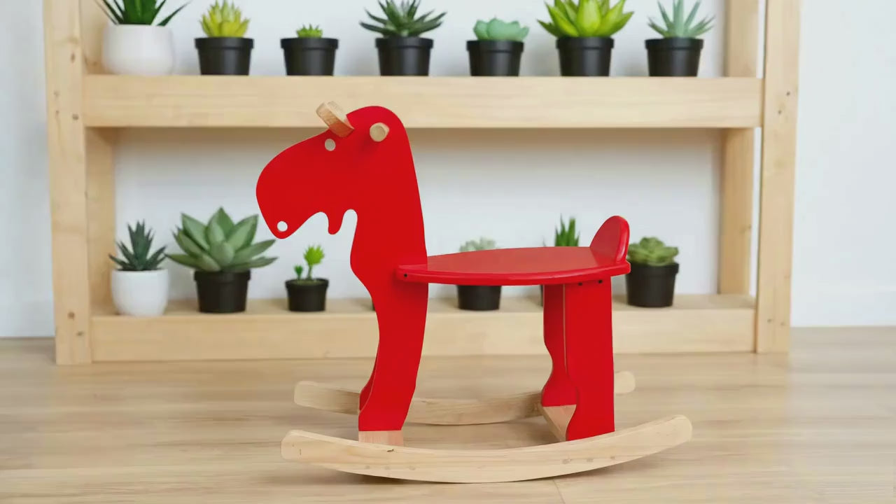 IffaToyBox premium wooden rocking horse for babies, safe and stable first steps toy