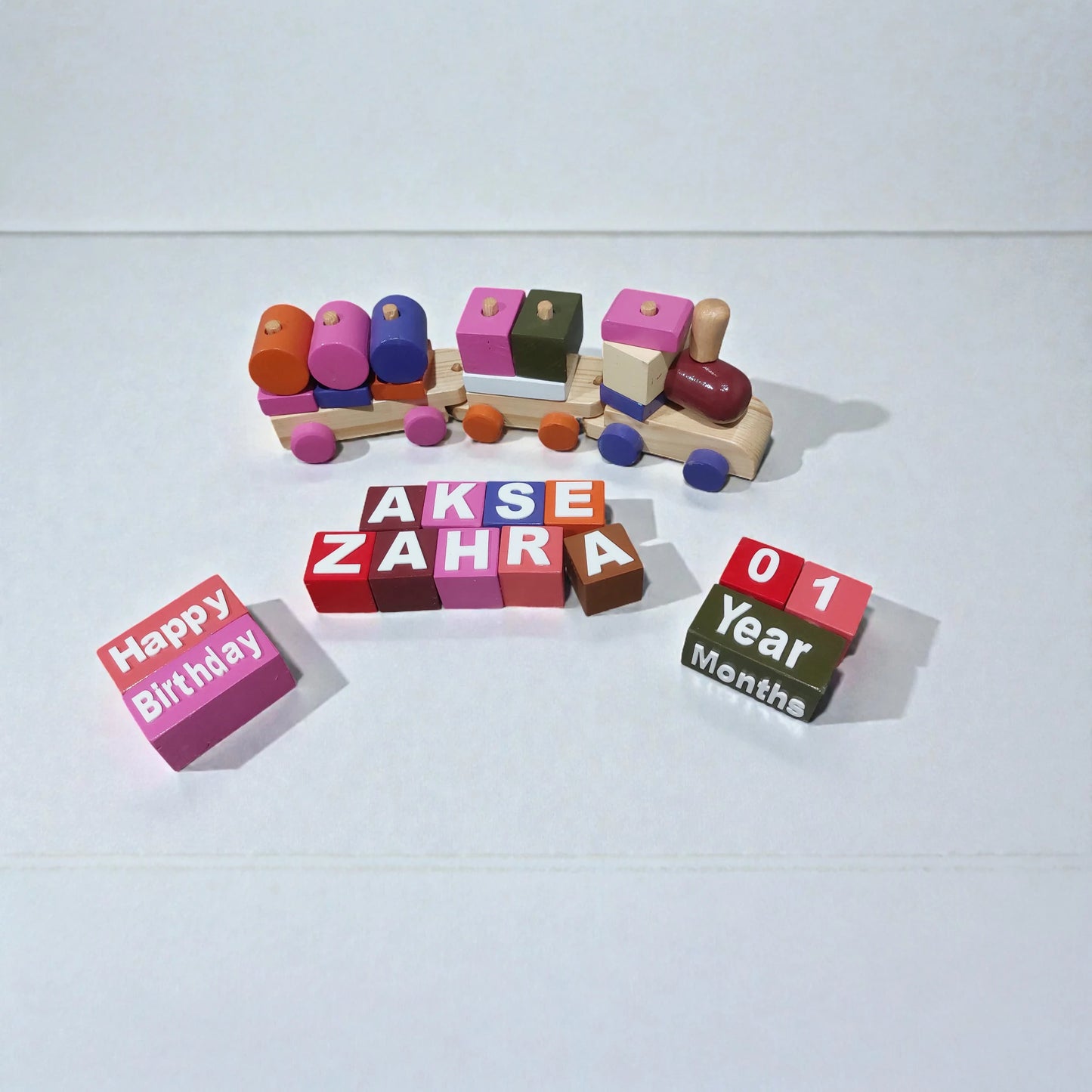 Personalized Wooden Stacking Train & Milestone Set (Birthday Edition)