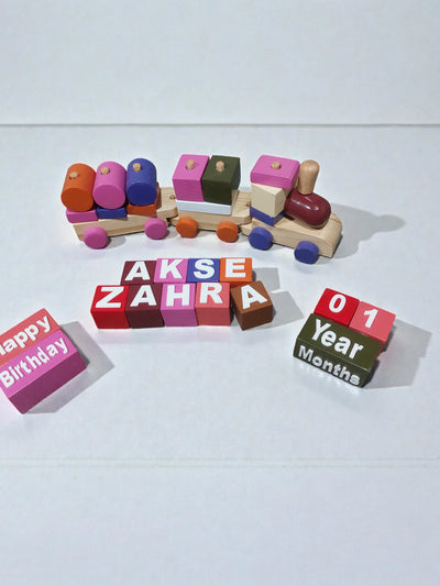 Personalized Wooden Stacking Train & Milestone Set (Birthday Edition)