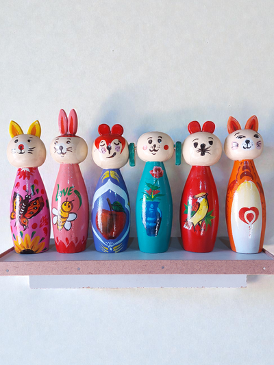 Wooden Animal Bowling Set